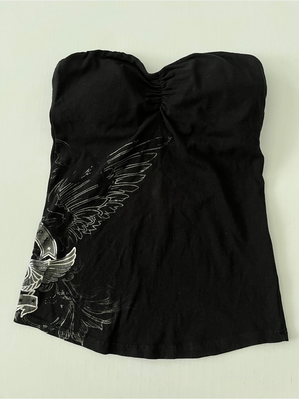 AVIREX Size Small Black Strapless Top Built-In Bra - NWOT